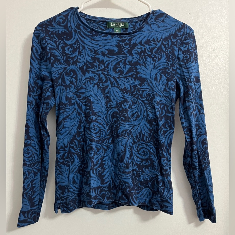 Petite Ralph Lauren Blue Long Sleeve Shirt